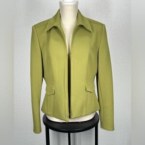 Talbots Quilted Classic Lined Zip Up Long Sleeve Green Jacket Size 10